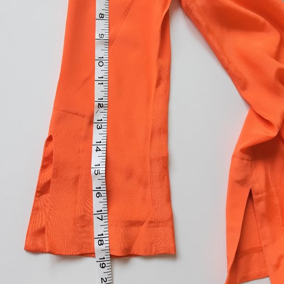 👚Trina Turk  100% Silk Orange Beaded V Neck Tunic Top Blouse - Picture 7 of 14